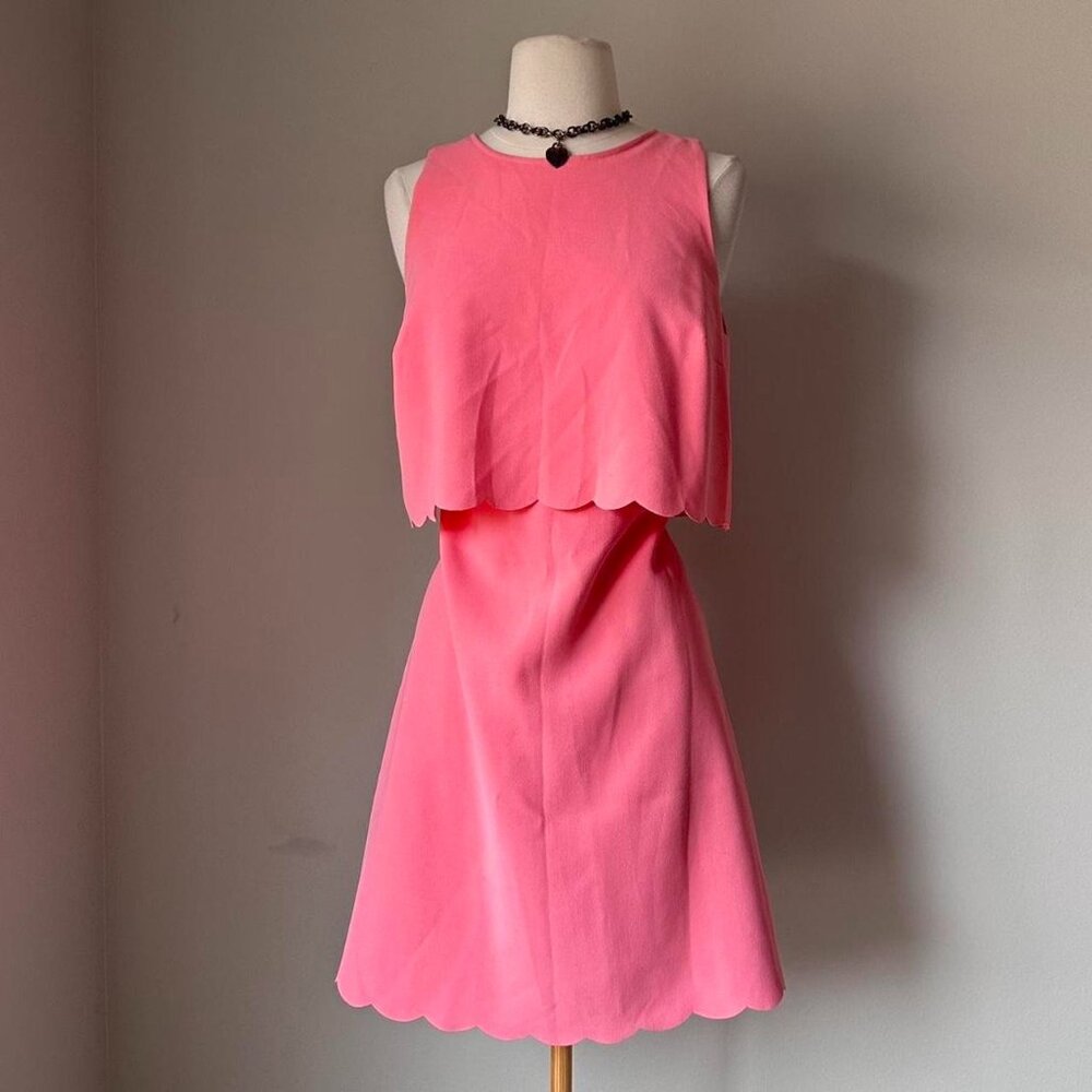 Pink preppy scalloped edge dress by LOFT
